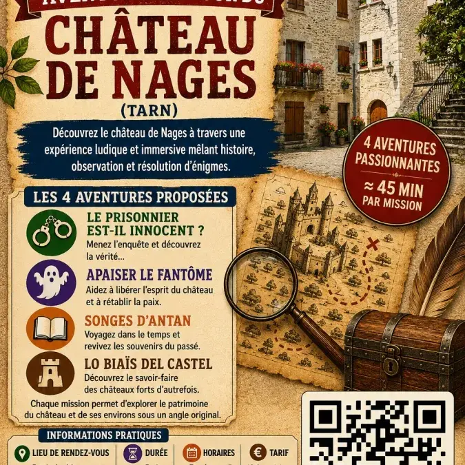 Enigmes : aventures autour du Château de Nages